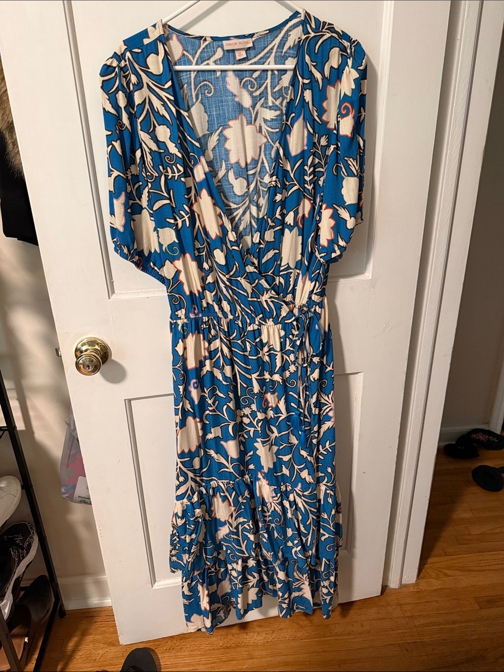 Knox Rose Blue Floral Maxi Dress with Cream Accents